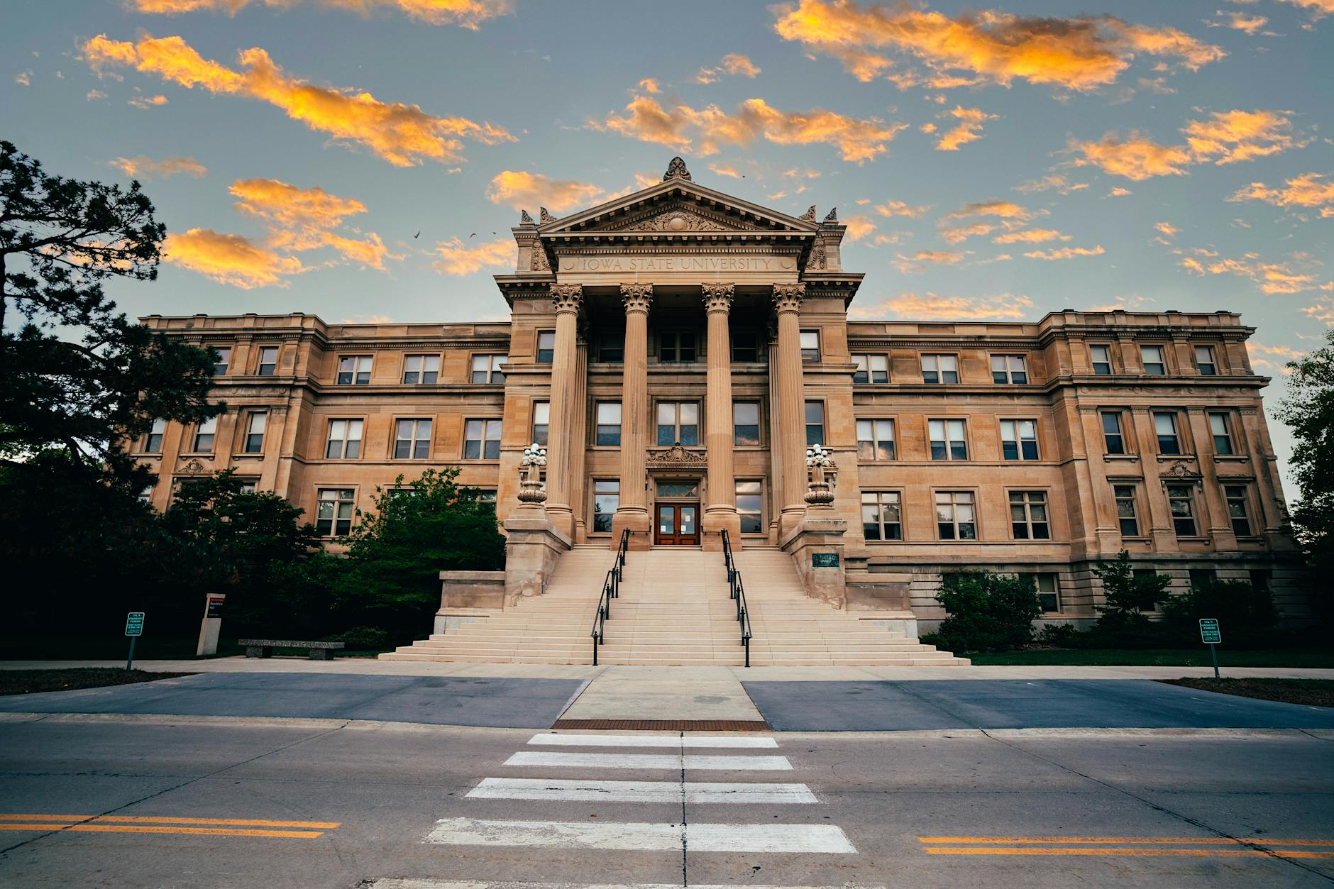 beardshear hall iowa state university at sunset